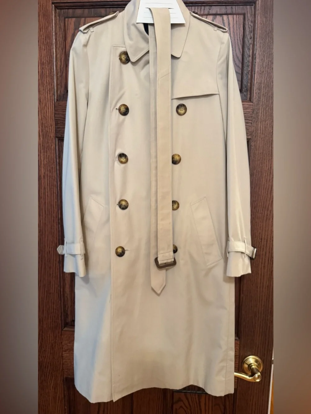 Vintage Burberry Beige Double-Breasted Kensington Trench Coat US Size 8 Slim - Picture 2 of 16